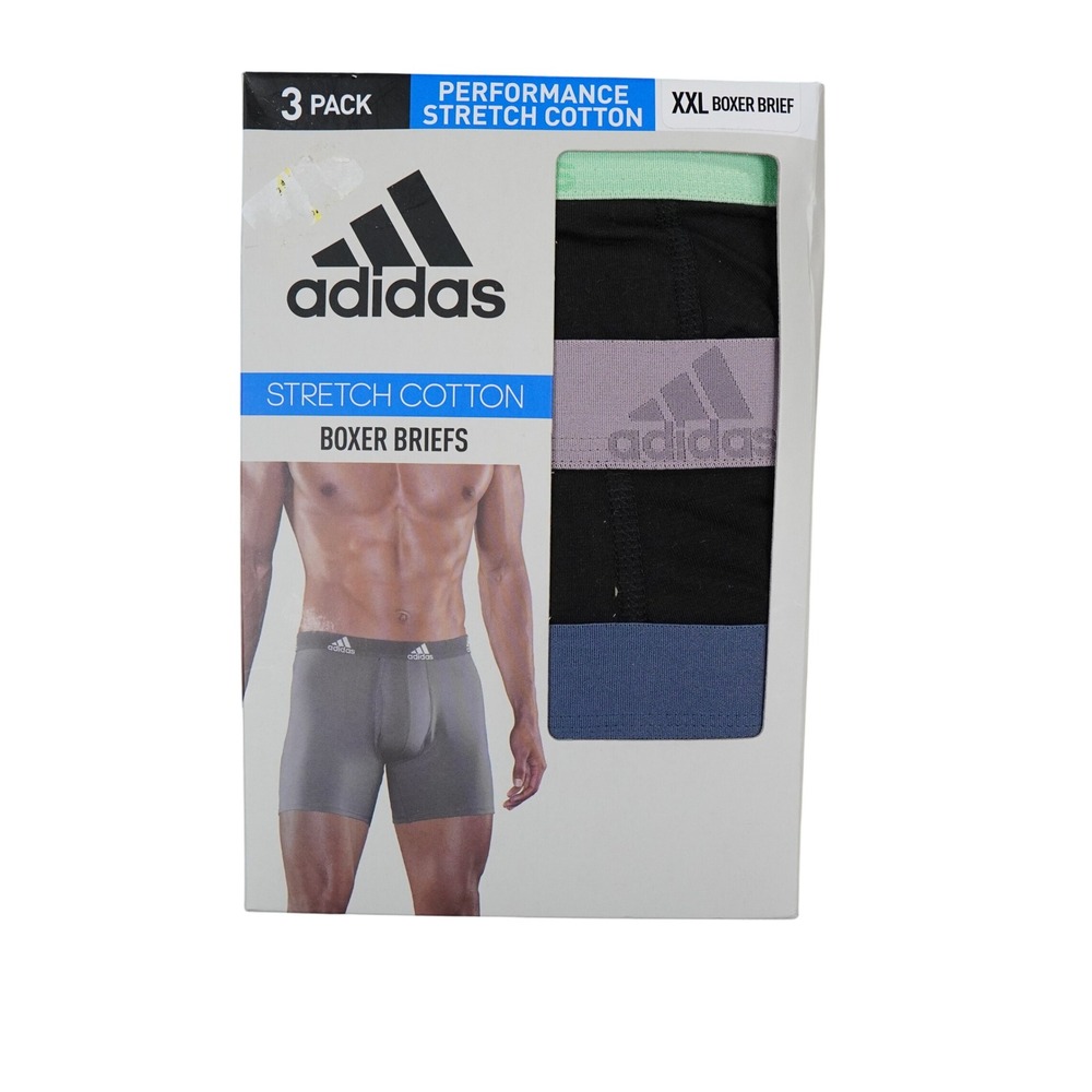 Adidas Boxer Briefs Men XXL Multi Athletic Fit 3 Pack Performance Stretch Cotton